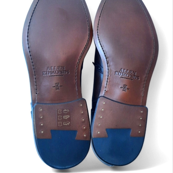 ALLEN EDMONDS Modigliani Wingtip Oxford Brogue Italy Leather Flex Brown 11.5 D - Picture 10 of 13